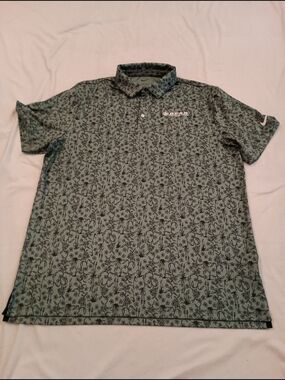 Nike Dri-Fit Tour POA Print Golf Polo Men's Size Large Clay Green/ Pale Ivory